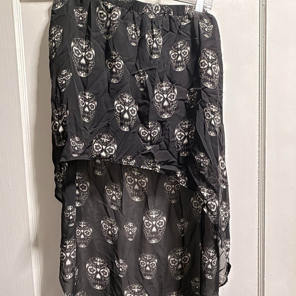 Asymmetrical Black Skull Skirt